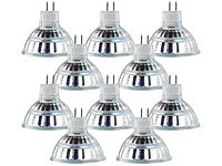 Luminea LED-Spotlight mit Glasgehäuse, GU5.3, 1,5W, 12V, 120lm, weiß, 10er-Set