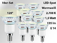 Luminea LED-Spot E14, 1,5W, warmweiß 2700K, 135 lm, 10er-Set; LED-Einbauspots 