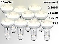 Luminea Halogen-Reflektor, R63, E27, 165 Lumen, 28 Watt, warmweiß, 10er-Set