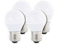 Luminea LED-Tropfen E27, 4 W, 300 lm, 160°, tageslichtweiß 6400K, P45, 4er-Set; LED-Spots GU10 (warmweiß) 