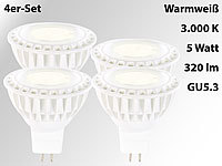 Luminea High-Power LED-Spot GU5.3 , 5W, 12V, warmweiß, 320 lm, 4er-Set; LED-Spots GU10 (warmweiß), LED-Tropfen E27 (tageslichtweiß) LED-Spots GU10 (warmweiß), LED-Tropfen E27 (tageslichtweiß) 