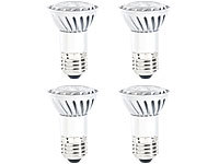 Luminea LED-Spot mit Metallgehäuse, 3x 1W, tageslichtweiß, E27, 230lm, 4er-Set; LED-Tropfen E27 (warmweiß) 