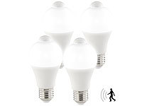 Luminea 4er-Set LED-Lampen, PIR-Sensor, 12 Watt, E27, tageslichtweiß, 6500 K