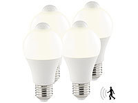 Luminea 4er-Set LED-Lampen, PIR-Sensor, 10 W, E27, warmweiß, 3000 K, 1.055 lm