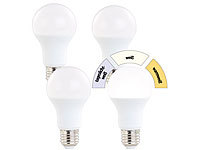 Luminea 4er-Set LED-Lampen, 10 W, 810 lm, A+, Lichtfarbe 3-stufig wählbar, E27; LED-Tropfen E27 (warmweiß) LED-Tropfen E27 (warmweiß) LED-Tropfen E27 (warmweiß) 
