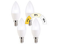 Luminea 4er-Set LED-Kerzen, 3 Helligkeits-Stufen, tageslichtweiß, 6500K, 5,5W; LED-Tropfen E27 (tageslichtweiß) LED-Tropfen E27 (tageslichtweiß) LED-Tropfen E27 (tageslichtweiß) LED-Tropfen E27 (tageslichtweiß) 