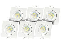 Luminea 6er-Set Einbaurahmen MR16, weiß, inkl. LED-Spotlights, 3W, 6500 K; LED-Spots GU10 (warmweiß) LED-Spots GU10 (warmweiß) 