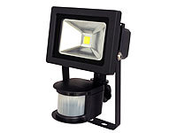 Luminea COB-LED-Fluter 10 W mit PIR-Sensor, 6500 K, IP44, schwarz