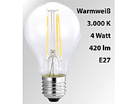 Luminea LED-Filament-Birne, A60, A++, E27, 4 W, 420 lm, 270°, 3000 K; LED-Spots GU10 (warmweiß), LED-Tropfen E27 (tageslichtweiß) LED-Spots GU10 (warmweiß), LED-Tropfen E27 (tageslichtweiß) 