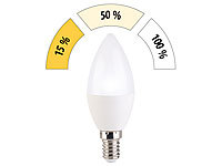Luminea LED-Kerze, 3 Helligkeits-Stufen, tageslichtweiß, 6500 K, 5,5 W, E14; LED-Kerzen E14 (warmweiß) LED-Kerzen E14 (warmweiß) 
