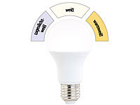 Luminea LED-Lampe, 10 W, 810 lm, A+, Lichtfarbe 3-stufig wählbar, E27, A60