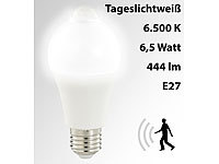 Luminea LED-Lampe, PIR-Sensor, 6,5 W, E27, tageslichtweiß, 6500 K, 444 Lumen