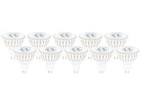 Luminea High-Power LED-Spot, GU5.3, warmweiß, 5 W, 320 lm, 10er-Set; LED-Spots GU10 (warmweiß), LED-Tropfen E27 (tageslichtweiß) LED-Spots GU10 (warmweiß), LED-Tropfen E27 (tageslichtweiß) 