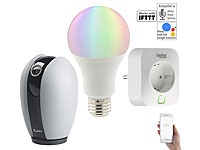 Luminea Smart-Home-Starter-Set 2, kompat. zu Amazon Alexa & Google Assistant; WLAN-LED-Streifen-Sets in RGB, kompatibel zu Amazon Alexa & Google Assistant WLAN-LED-Streifen-Sets in RGB, kompatibel zu Amazon Alexa & Google Assistant 