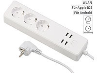Luminea Home Control WLAN-Steckdosenleiste, 4x USB, für Siri, Alexa & Google Assistant, 16A