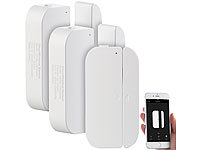 Luminea WLAN-Tür & Fensteralarm, Fensteralarmsystem; Funk-Steckdosen mit Tür- und Fenstersensor Funk-Steckdosen mit Tür- und Fenstersensor Funk-Steckdosen mit Tür- und Fenstersensor Funk-Steckdosen mit Tür- und Fenstersensor