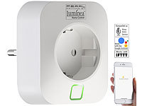 Luminea Home Control WLAN-Steckdose, App, komp. mit Amazon Alexa & Google Assistant, 16 A; WLAN-Steckdosen mit Stromkosten-Messfunktion WLAN-Steckdosen mit Stromkosten-Messfunktion