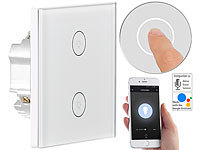 Luminea Home Control Touch-Doppel-Lichttaster, Amazon Alexa & Google Assistant kompatibel; WLAN-Steckdosen mit Stromkosten-Messfunktion WLAN-Steckdosen mit Stromkosten-Messfunktion WLAN-Steckdosen mit Stromkosten-Messfunktion WLAN-Steckdosen mit Stromkosten-Messfunktion 