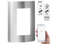 Luminea Home Control LED-Außenleuchte für Amazon Alexa & Google Assistant, 600 lm, silbern; WLAN-LED-Lampen E27 RGBW WLAN-LED-Lampen E27 RGBW 