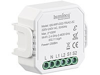 Luminea Home Control WLAN-Unterputz-2-Kanal-Lichtschalter & -Dimmer, App, Sprachsteuerung; WLAN-Lichttaster WLAN-Lichttaster WLAN-Lichttaster 