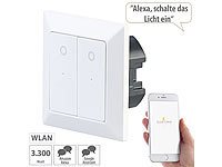 Luminea Home Control Doppel-Lichttaster mit WLAN, App, für Siri, Alexa & Google Assistant