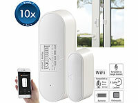 Luminea Home Control 10er-Set WLAN-Tür & Fensteralarm, App, für Alexa & Google Assistant; WLAN-Steckdosen mit Stromkosten-Messfunktion WLAN-Steckdosen mit Stromkosten-Messfunktion WLAN-Steckdosen mit Stromkosten-Messfunktion 