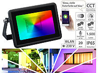 Luminea Home Control WLAN-RGB-CCT-Fluter, App, Sprachsteuerung, 1.500 lm, 20 W, IP65