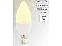 Luminea LED-Kerze, E14, A+, 6 Watt, 480 Lumen, warmweiß, 270°, B35; LED-Spots GU10 (warmweiß) LED-Spots GU10 (warmweiß) 