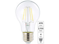 Luminea LED-Filament-Birne, E, E27, 4 Watt, 470 Lumen, 345°, warmweiß, A60