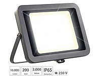 Luminea Wetterfester LED-Fluter, 200 W, 18.000 lm, IP65, 3.000 K, warmweiß; Wasserfeste LED-Fluter (warmweiß) Wasserfeste LED-Fluter (warmweiß) Wasserfeste LED-Fluter (warmweiß) 