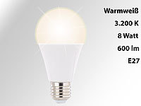 Luminea LED-Lampe, E27, 8 Watt, 600 Lumen, 270°, warmweiß, 3200 Kelvin