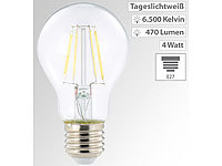 Luminea LED-Filament-Birne, A60, E27, 470 lm, 4 W, 360°, 6.500 K; LED-Spots GU10 (warmweiß) LED-Spots GU10 (warmweiß) 