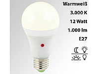 Luminea LED-Lampe mit Dämmerungssensor, E27, 11 W, 950 lm, warmweiß; LED-Spots GU10 (warmweiß), LED-Tropfen E27 (tageslichtweiß) LED-Spots GU10 (warmweiß), LED-Tropfen E27 (tageslichtweiß) 