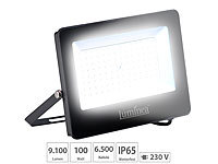 Luminea Wetterfester LED-Fluter, 100 W, 9.100 lm, IP65, 6500 K, tageslichtweiß; Wasserfeste LED-Fluter (warmweiß) Wasserfeste LED-Fluter (warmweiß) Wasserfeste LED-Fluter (warmweiß) Wasserfeste LED-Fluter (warmweiß) 