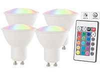 Luminea LED-Spot GU10, 4 Watt, 300 lm, A+, RGB & WW 3000 K, Fernbed., 4er-Set; LED-Spots GU10 (warmweiß), LED-Tropfen E27 (tageslichtweiß) LED-Spots GU10 (warmweiß), LED-Tropfen E27 (tageslichtweiß) LED-Spots GU10 (warmweiß), LED-Tropfen E27 (tageslichtweiß) 
