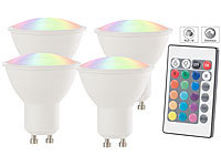 Luminea LED-Spot GU10, 4 Watt, 300 lm, A+, RGB & WW 3000 K, Fernbed., 4er-Set