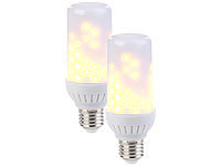 Luminea 2er-Set LED-Flammen-Lampen mit realistischem Flackern, E27, 96 LEDs