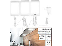 Luminea 3er-Set LED-Unterbaupanels mit IR-Sensor, 36 SMD-LEDs, 370 lm, 5,5 W