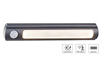 Luminea Batterie-LED-Schrankleuchte, PIR & Lichtsensor, 0,6 W, 25 Lm, 3000 K