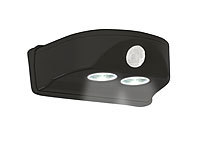Luminea Batterie-LED-Türleuchte, Bewegungs-/Lichtsensor, 0,4 W, 50 lm, schwarz; Wetterfester LED-Fluter (tageslichtweiß) Wetterfester LED-Fluter (tageslichtweiß) Wetterfester LED-Fluter (tageslichtweiß) Wetterfester LED-Fluter (tageslichtweiß) 