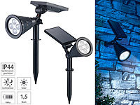 Luminea 2er-Set Solar-LED-Garten-Spots mit Erdspieß, 200 Lumen, 1,5 Watt, IP44; Wetterfeste LED-Fluter (RGB) Wetterfeste LED-Fluter (RGB) Wetterfeste LED-Fluter (RGB)