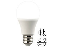 Luminea LED Lampen automaitch, LED Glühbirne mit Bewegungsmelder; LED-Tropfen E27 (warmweiß) LED-Tropfen E27 (warmweiß) LED-Tropfen E27 (warmweiß) LED-Tropfen E27 (warmweiß) 
