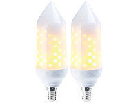 Luminea 2er-Pack LED-Flammen-Lampe mit realistischem Flackern; LED-Tropfen E27 (tageslichtweiß) LED-Tropfen E27 (tageslichtweiß) LED-Tropfen E27 (tageslichtweiß) LED-Tropfen E27 (tageslichtweiß) 