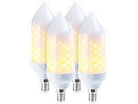 Luminea 4er-Pack LED-Flammen-Lampe mit realistischem Flackern; LED-Spots GU10 (warmweiß), LED-Tropfen E27 (tageslichtweiß) LED-Spots GU10 (warmweiß), LED-Tropfen E27 (tageslichtweiß) 