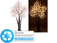 Luminea LED-Deko-Kirschbaum, 384 beleuchtete Blüten, 150 cm, Versandrückläufer; LED-Strahler mit PIR-Sensor, Batteriebetrieb 
