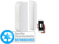 Luminea Home Control WLAN-Tür & Fensteralarm, Sicherung, Versandrückläufer; WLAN-Steckdosen mit Stromkosten-Messfunktion, WLAN-LED-Lampen E27 RGBW WLAN-Steckdosen mit Stromkosten-Messfunktion, WLAN-LED-Lampen E27 RGBW 