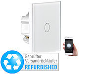 Luminea Home Control Touch-Lichtschalter, WLAN, kompat. zu Siri, Versandrückläufer; WLAN-Unterputz-Steckdosen WLAN-Unterputz-Steckdosen 