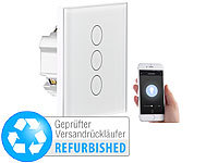 Luminea Home Control Touch-Dreifach-Lichtschalter, komp. Versandrückläufer; WLAN-Steckdosen mit Stromkosten-Messfunktion WLAN-Steckdosen mit Stromkosten-Messfunktion 