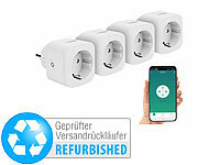 Luminea Home Control 4er-Set WLAN-Steckdosen, Apple-HomeKit-zertifiziert, Versandrückläufer; WLAN-Steckdosen mit Stromkosten-Messfunktion 