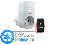 Luminea Home Control LED-Dimmer mit Steckdose, Licht-Dimmer Steckdose; WLAN-Steckdosen mit Stromkosten-Messfunktion WLAN-Steckdosen mit Stromkosten-Messfunktion WLAN-Steckdosen mit Stromkosten-Messfunktion